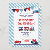 交通機関の誕生日の招待状/列車の招待 招待状 (正面/裏面)