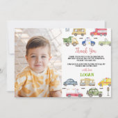 交通機関の誕生日パーティー写真感謝カード サンキューカード (正面)