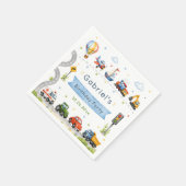 交通機関の誕生日パーティー スタンダードカクテルナプキン (角)