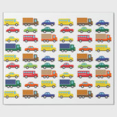 交通機関車のかわいい子供 ラッピングペーパー (フラット)