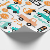 交通機関(車)車のトラックの暖かい色 ラッピングペーパー (角)