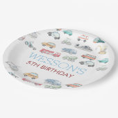 交通誕生日ステックラシックカーRound Sti ペーパープレート (アングル)