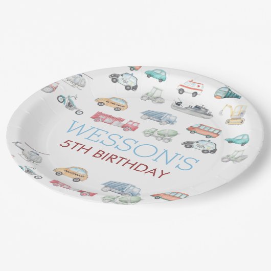 交通誕生日ステックラシックカーRound Sti ペーパープレート (アングル)