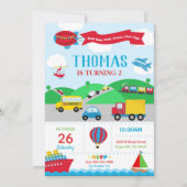 交通誕生日招待状ボーイ 招待状 (正面)