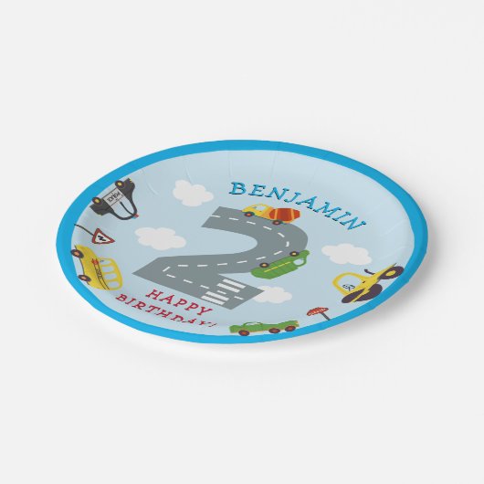 交通2nd誕生日紙パーティープレート ペーパープレート (アングル)