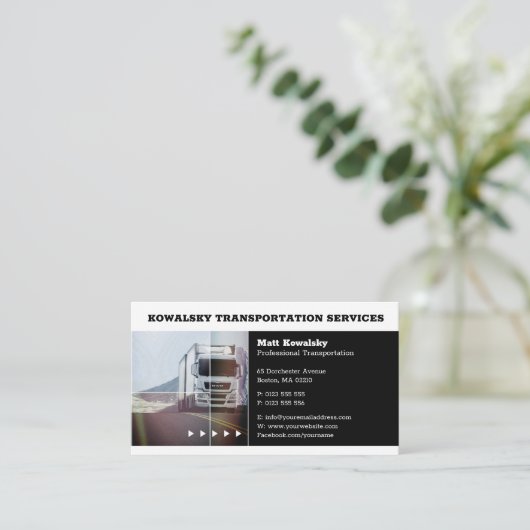 交通・物流 |トラック 名刺 (スタンド正面)