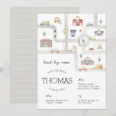 交通 誕生日 招待状 (正面/裏面)