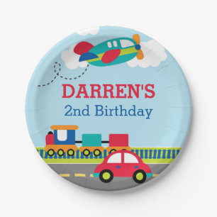 交通/車の少年の誕生日パーティー ペーパープレート