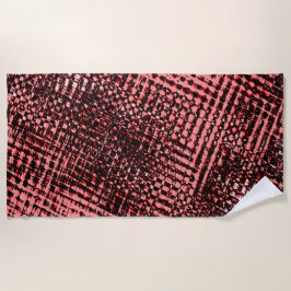 交錯ぼやけ色、桃またはサーモン色 ビーチタオル