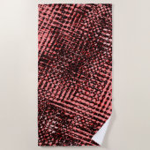 交錯ぼやけ色、桃またはサーモン色 ビーチタオル (正面)