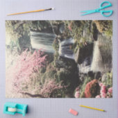 京都の庭園を滝のように切り離す 薄葉紙 (クラフト)