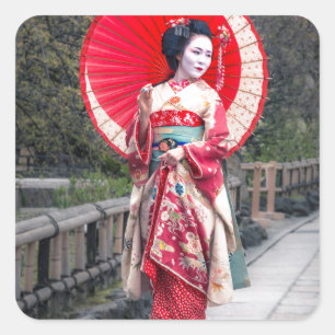 京都の日本のな芸者 スクエアシール