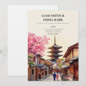 京都の桜のウェディング インビテーション (正面/裏面)