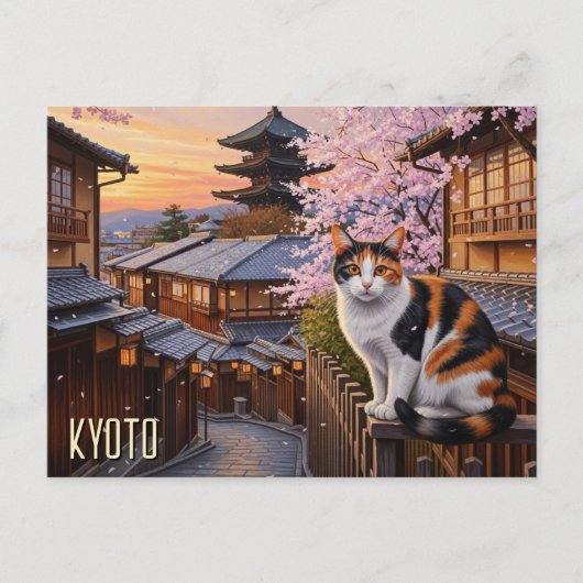 京都の猫が八坂神社を巡る ポストカード (正面)