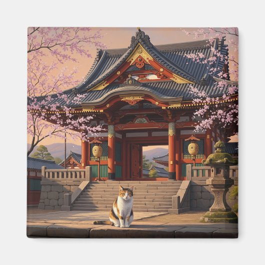 京都の猫テンプル日本旅行 マグネット (正面)