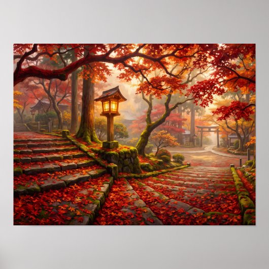 京都の紅葉寺の道 ポスター (正面)