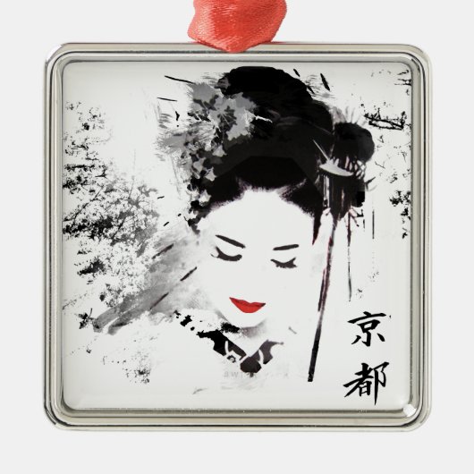 京都の芸者 メタルオーナメント (正面)