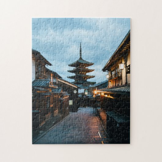京都の薄暮 – 歴史的な塔の街のジグソーパズル ジグソーパズル (縦)