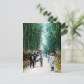 京都へ向かう道車夫ヴィンテージ ポストカード (スタンド正面)