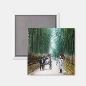 京都へ向かう道車夫ヴィンテージ マグネット (正面/裏面)