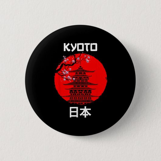 京都ジャパン桜ツリーテンプル観光客 缶バッジ (正面)