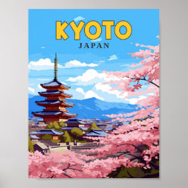 京都ヴィンテージ旅行イラストレーション ポスター