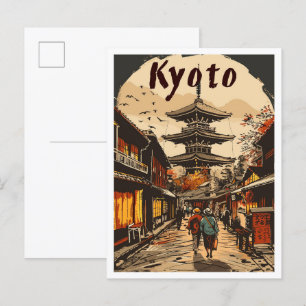 京都ヴィンテージ旅行イラストレーション ポストカード