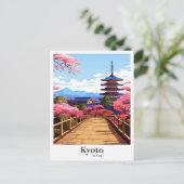 京都ヴィンテージ旅行ポトレイトイラストレーション ポストカード (スタンド正面)