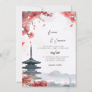 京都伝統的な風景の結婚式 招待状