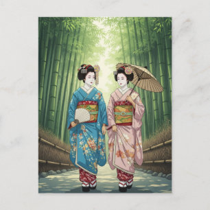 京都嵐山の芸者 ポストカード