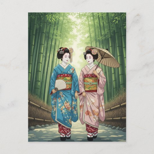 京都嵐山の芸者 ポストカード (正面)