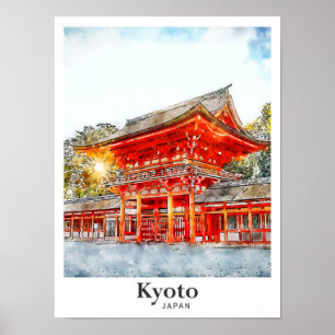 京都府水彩下絵の手書き ポスター