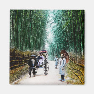京都日本のヴィンテージへの道の人力車 マグネット