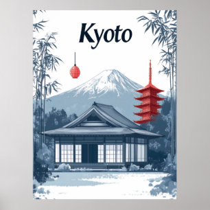 京都日本の寺・塔・山 ポスター