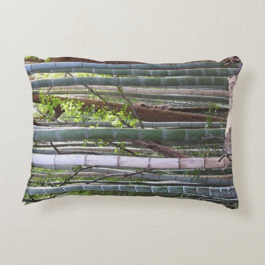 京都日本の嵯峨野の竹林 アクセントクッション (裏面)