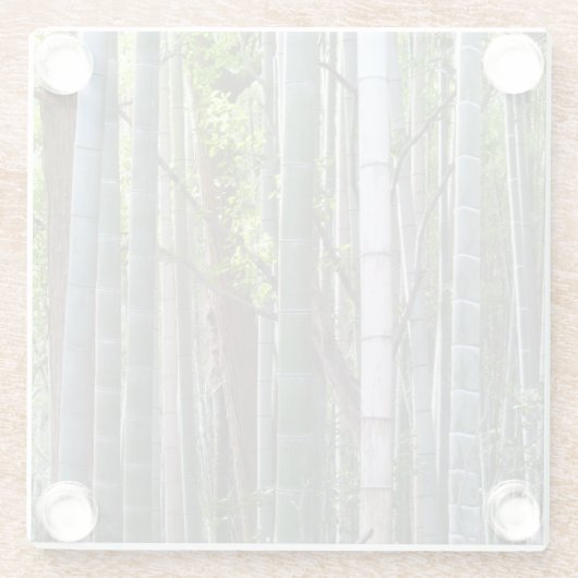 京都日本の嵯峨野の竹林 ガラスコースター (裏面)