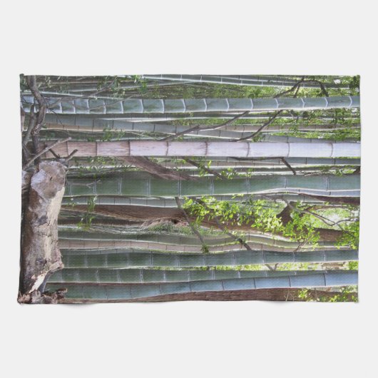 京都日本の嵯峨野の竹林 キッチンタオル (横)