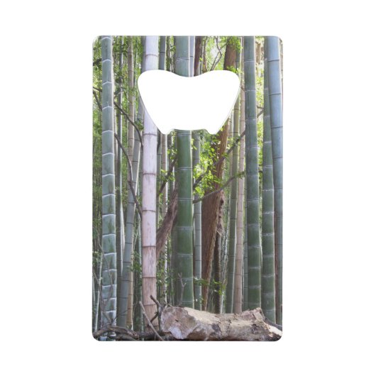 京都日本の嵯峨野の竹林 クレジットカード栓抜き (正面)