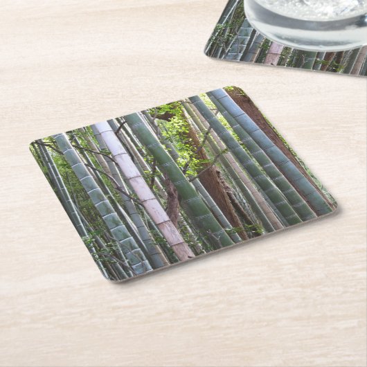 京都日本の嵯峨野の竹林 スクエアペーパーコースター (アングル)