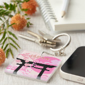 京都日本ピンクの旅行アート キーホルダー (正面右)