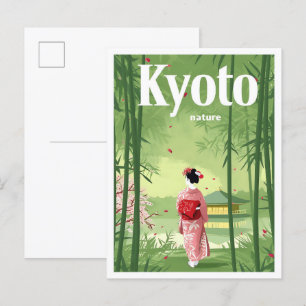 京都日本ヴィンテージ芸術旅行イラストレーション ポストカード
