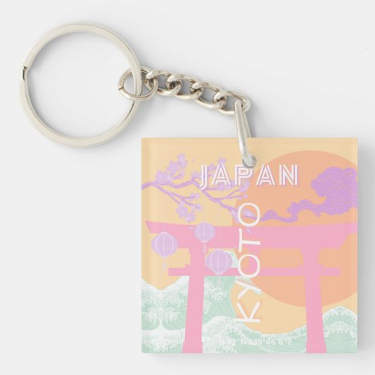 京都日本旅行アートオレンジパステルアート キーホルダー (正面)