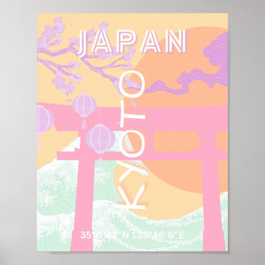 京都日本旅行アートオレンジパステルアート ポスター (正面)