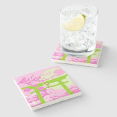 京都日本旅行芸術ピンクの旅行芸術 ストーンコースター (横)