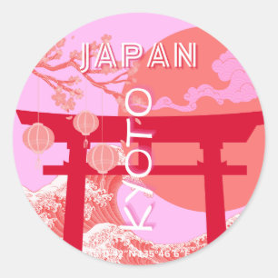 京都日本旅行芸術ピンクレトロ旅行芸術 ラウンドシール