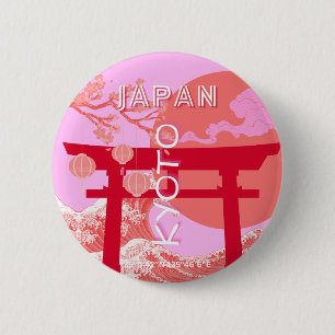 京都日本旅行芸術ピンクレトロ旅行芸術 缶バッジ