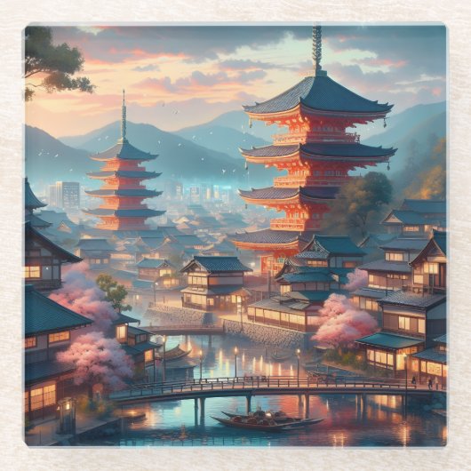 京都日本景観旅行ヴィンテージ ガラスコースター (正面)