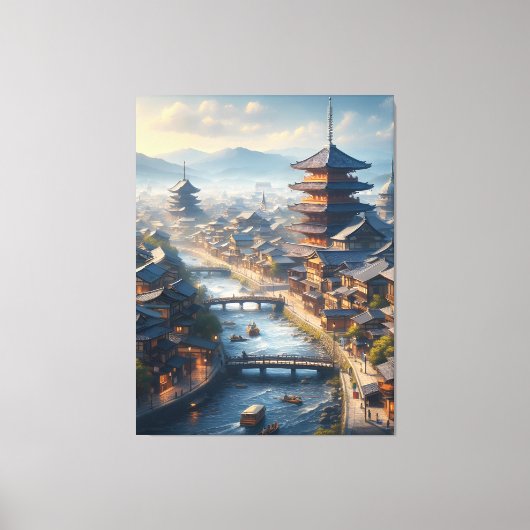 京都日本景観旅行ヴィンテージ キャンバスプリント (正面)