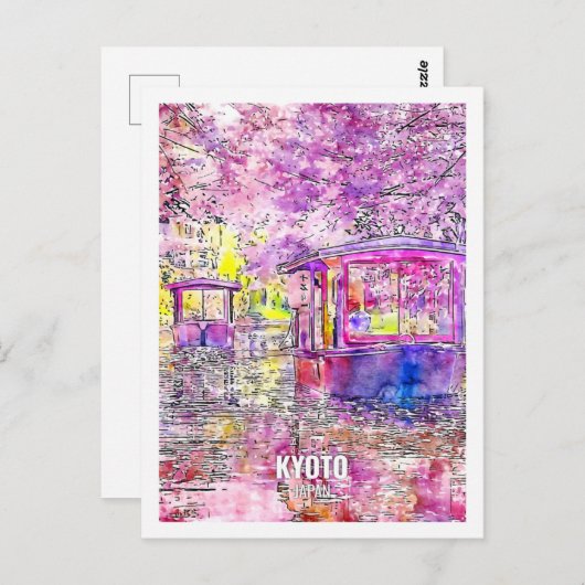 京都日本有名旅行場水彩画 ポストカード (正面/裏面)