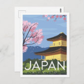 京都日本有名観光地イラストレーション ポストカード (正面/裏面)